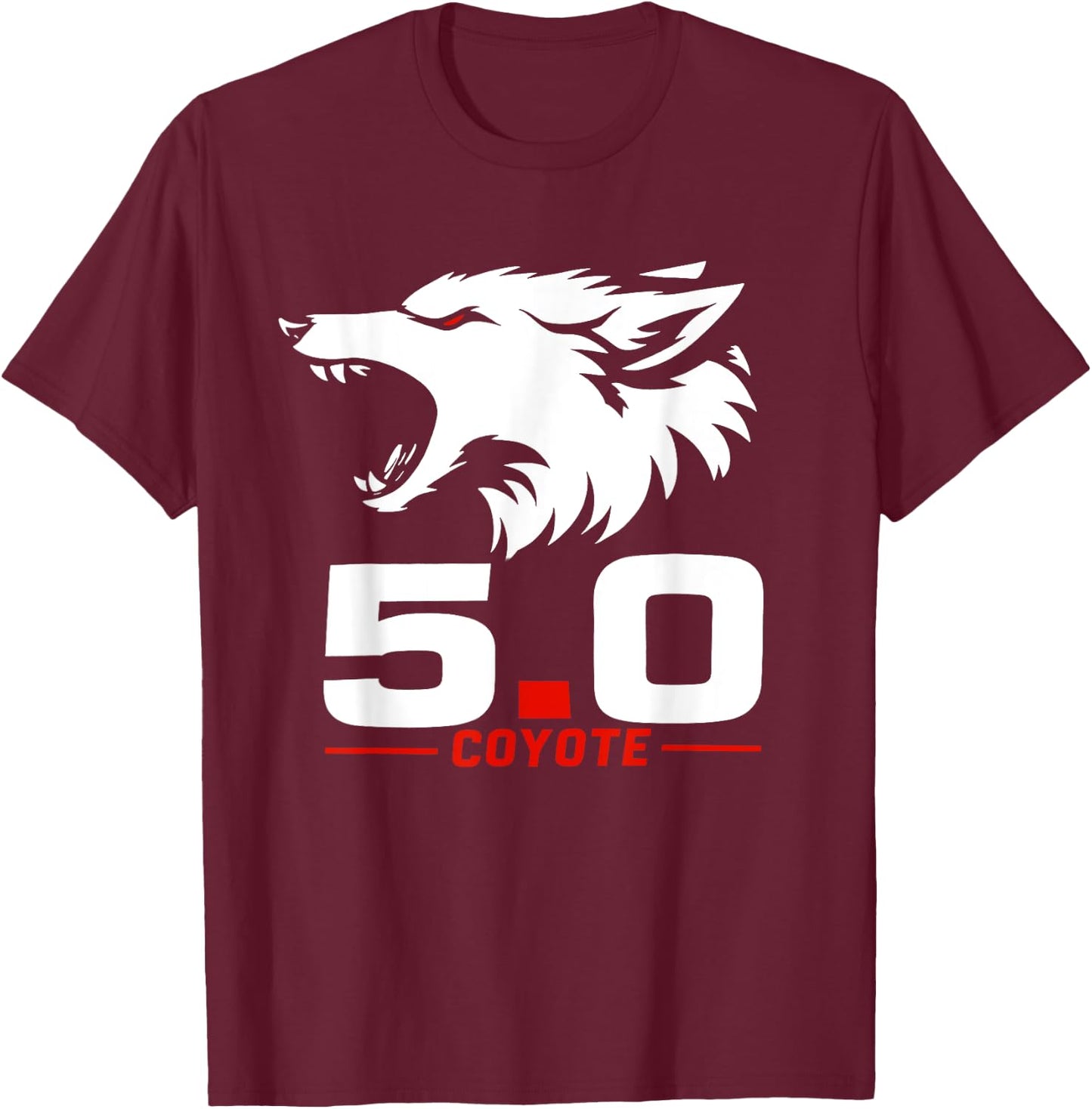 5.0 Coyote Distressed Gift For Adorable Animals Lovers T-Shirt - T-Shirt | Maroon