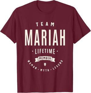 Mariah Personalized Name Apparel Cld Team Mariah Lifetime Member Funny Name Mariah T-Shirt - T-Shirt | Maroon