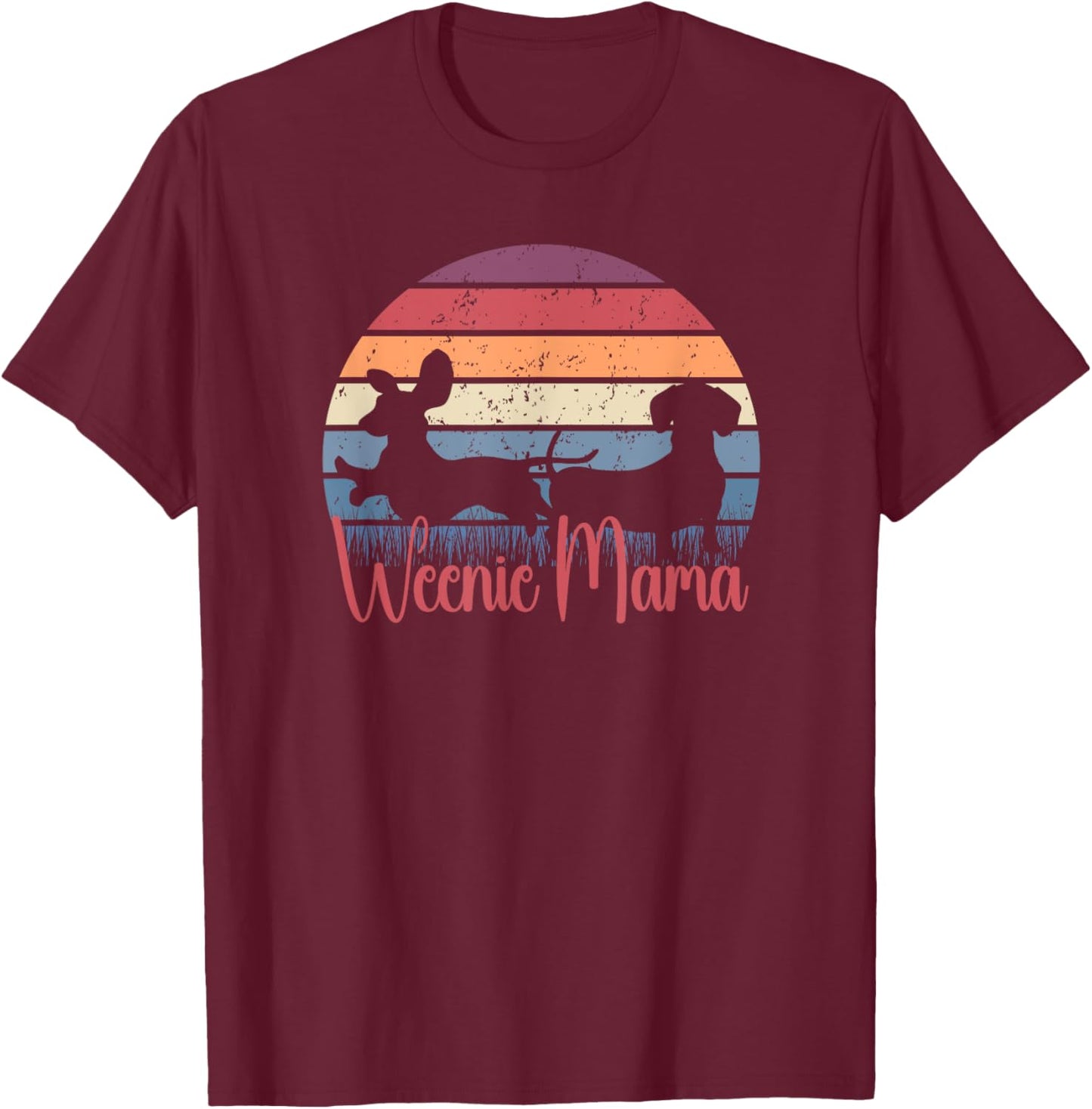 Weenie mama dachshund wiener teckel Weenie mom dad sausage T-Shirt - T-Shirt | Maroon