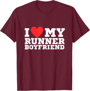 I love my runner boyfreind| y2k | red heart | love T-Shirt - T-Shirt | Maroon