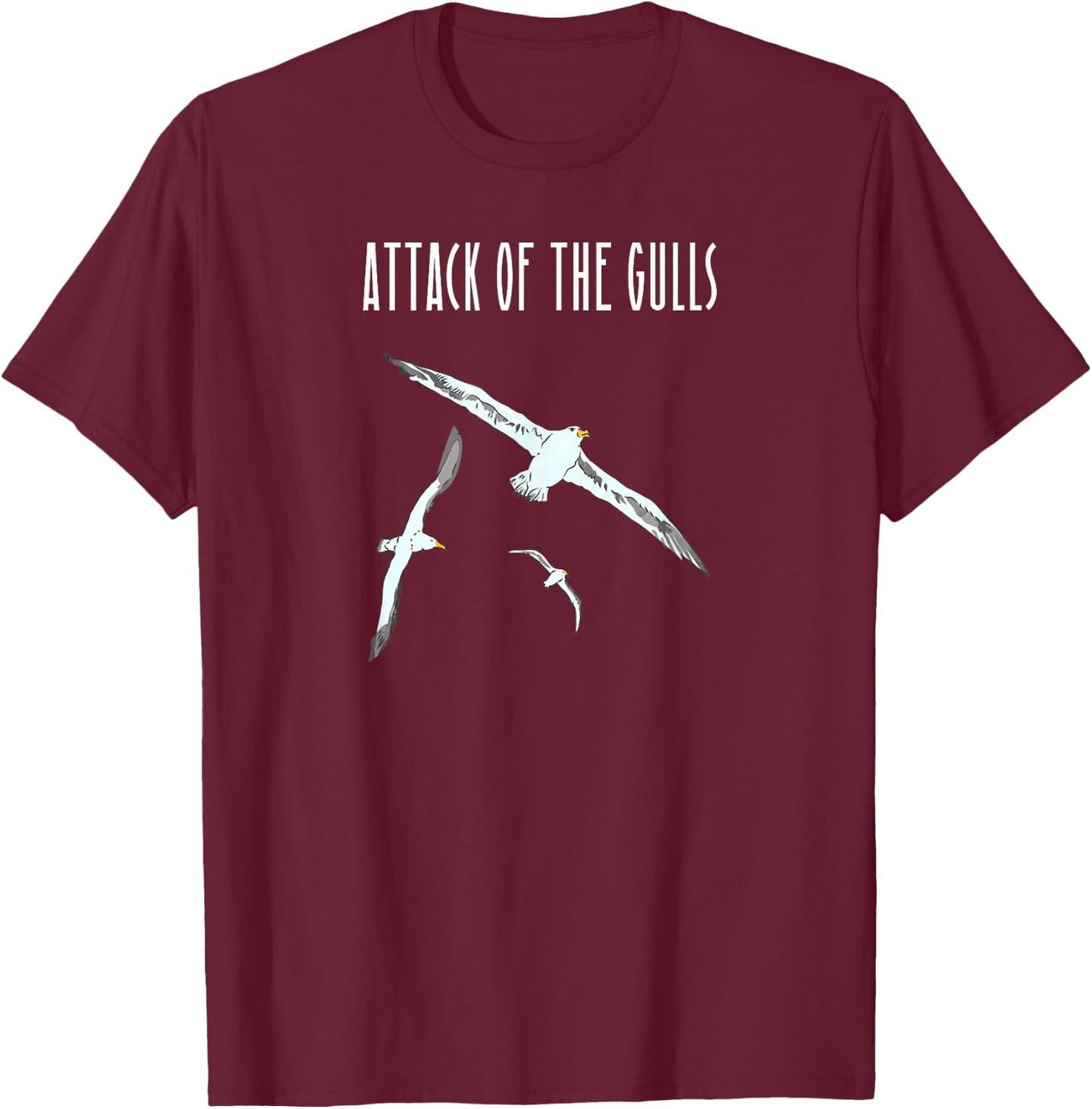 Funny Seagull Attack of the Gulls Meme T-Shirt - T-Shirt | Maroon