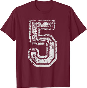 Team Jersey Uniforms Number 5 Five School Sports Birthdays T-Shirt - T-Shirt | Maroon