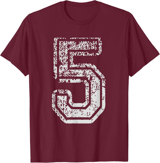 Team Jersey Uniforms Number 5 Five School Sports Birthdays T-Shirt - T-Shirt | Maroon