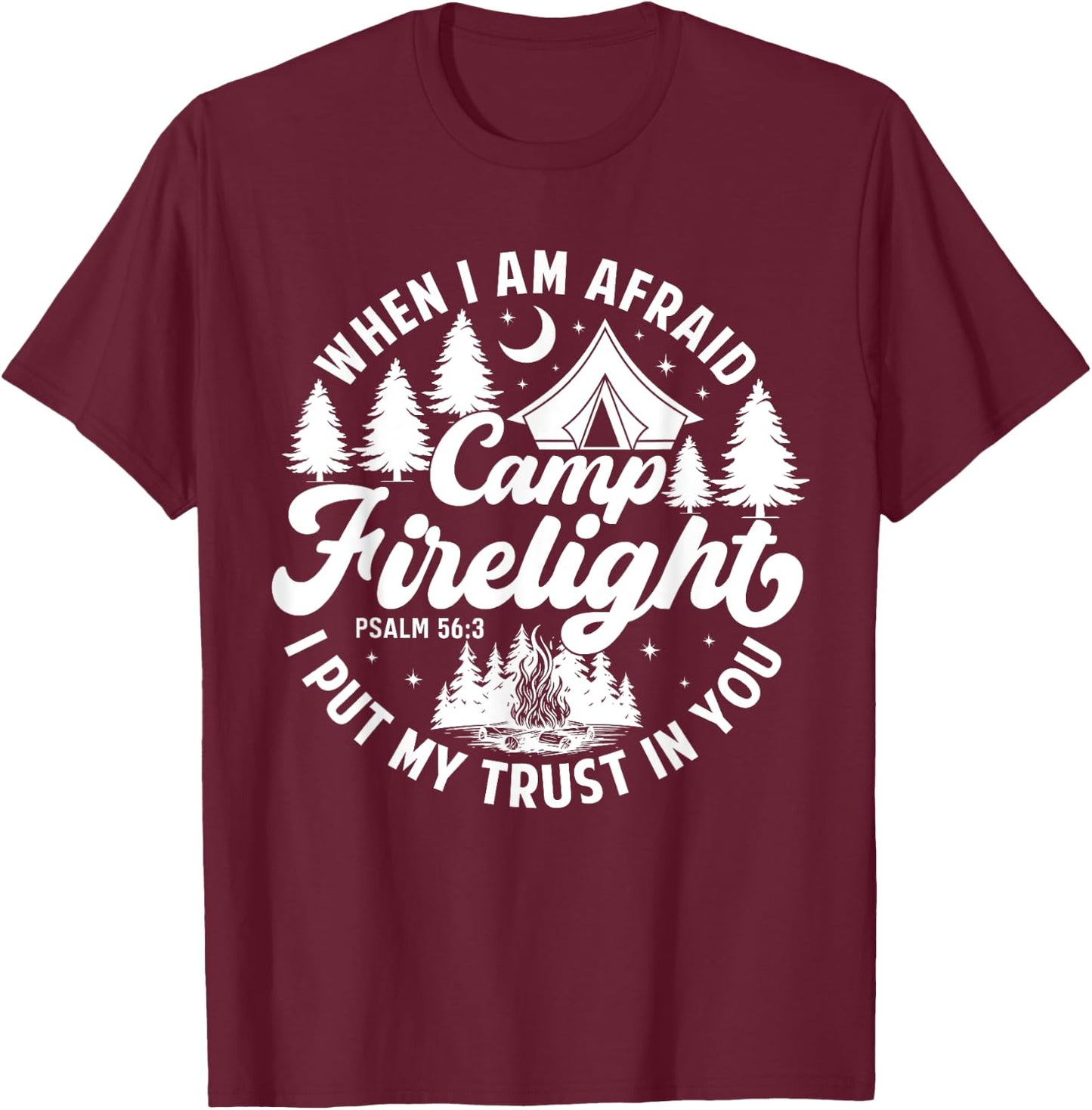Camp Firelight Vacation Bible School Christian Summer Camp T-Shirt - T-Shirt | Maroon