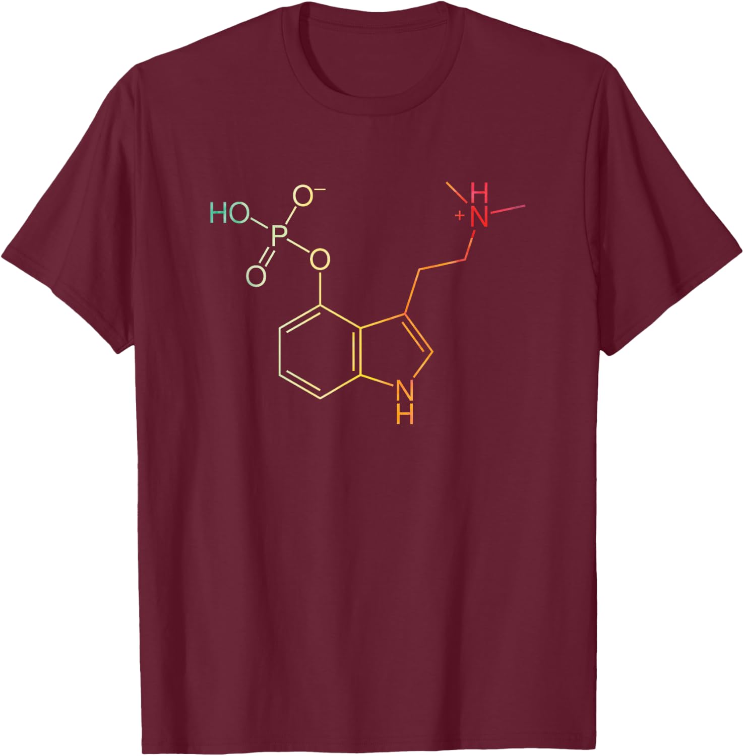 Psilocybin Molecule Chemical Structure Magic Mushroom Drugs T-Shirt - T-Shirt | Maroon