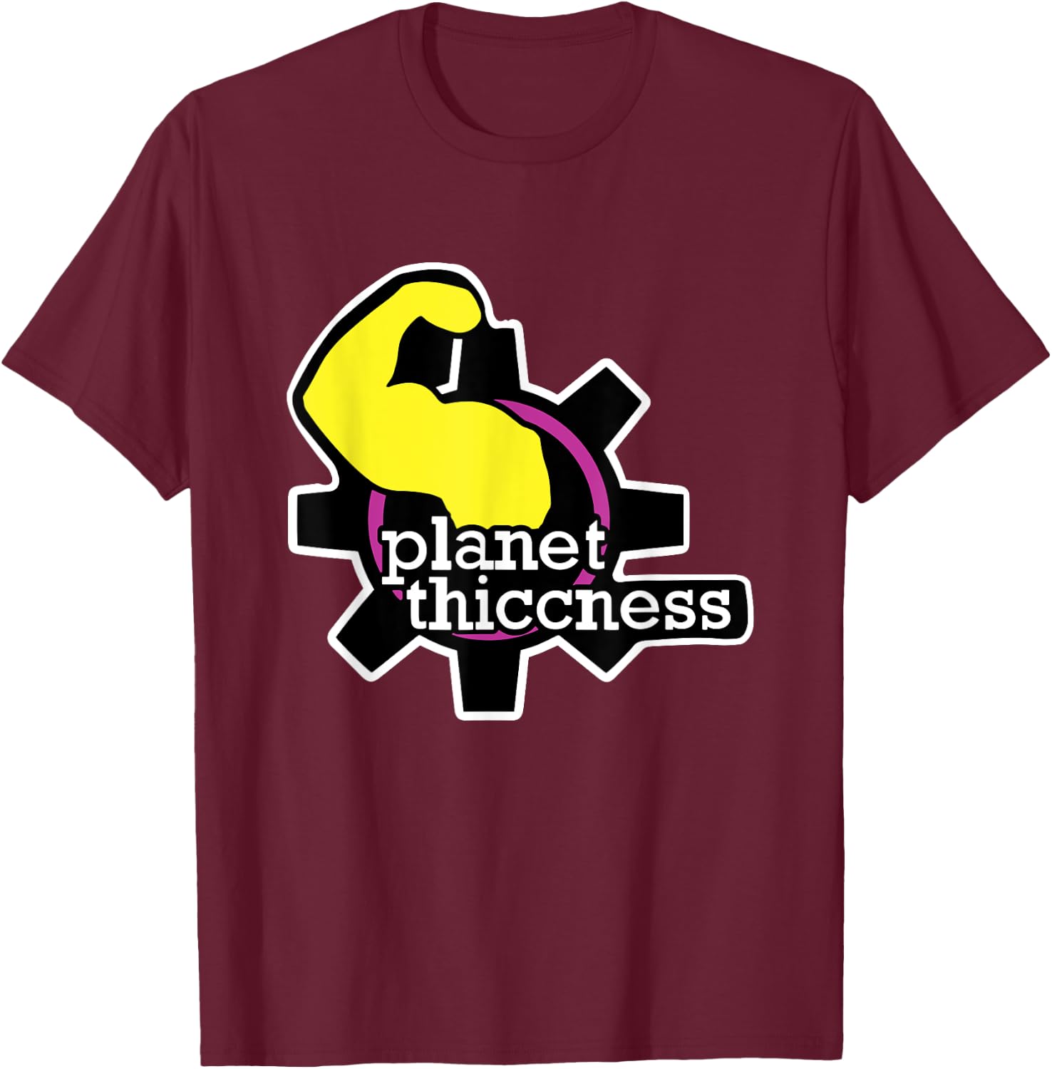 Planet Thiccness Funny Gym Thickness T-Shirt - T-Shirt | Maroon