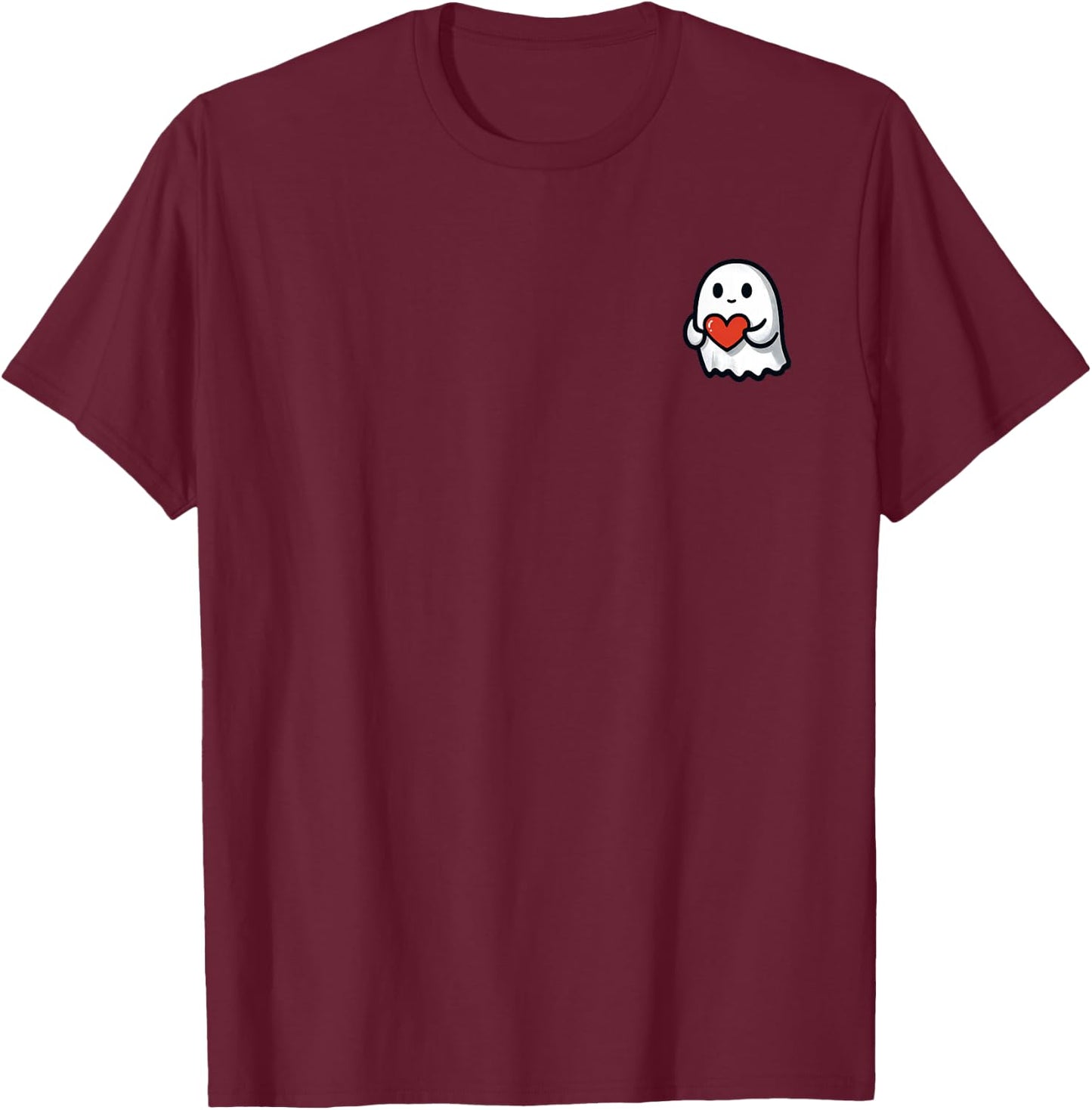 Valentines Day Ghost Heart Pocket Cute My Boo Halloween T-Shirt - T-Shirt | Maroon
