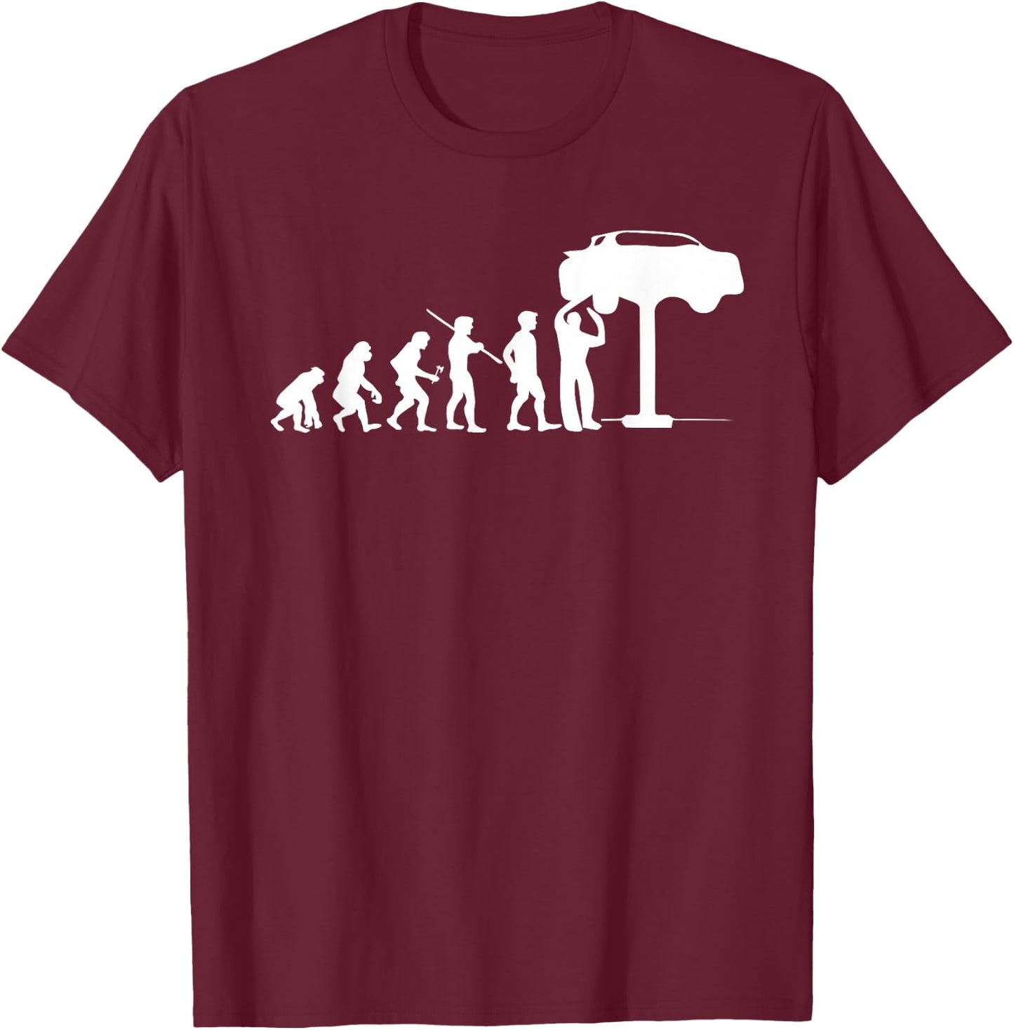 Evolution Mechanic Funny Automotive Technician Gift T-Shirt - T-Shirt | Maroon