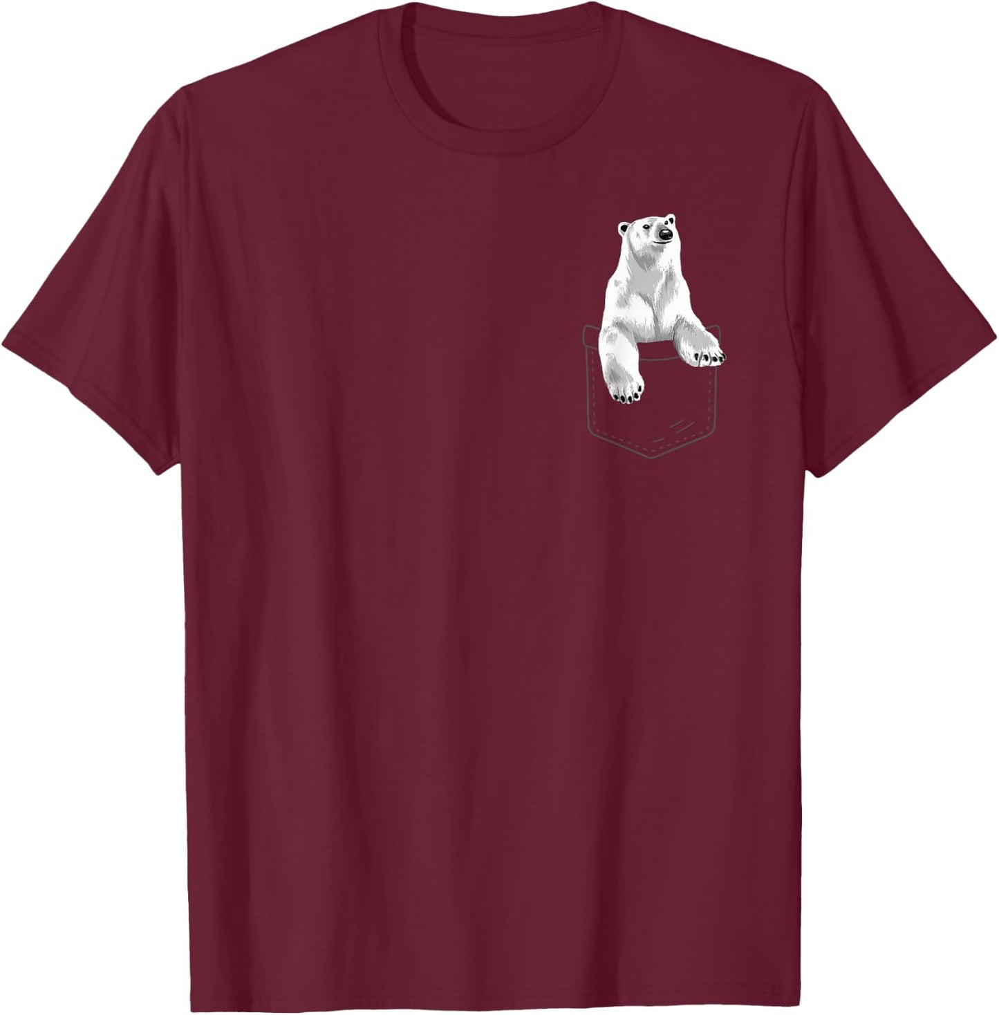 Cute Polar Bear Women Arctic Bears Pocket Animal T-Shirt - T-Shirt | Maroon