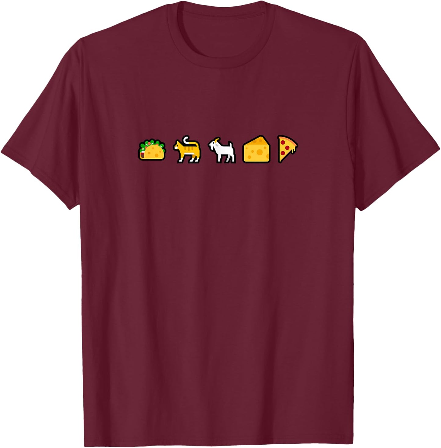 Taco Cat Goat Cheese Pizza Smilie Icon T-Shirt - T-Shirt | Maroon