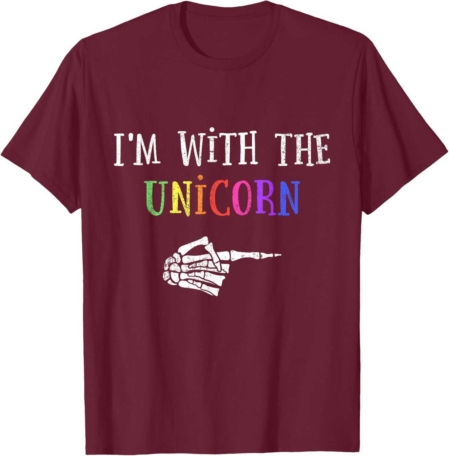 Im with unicorn matching partner couple costume halloween T-Shirt - T-Shirt | Maroon