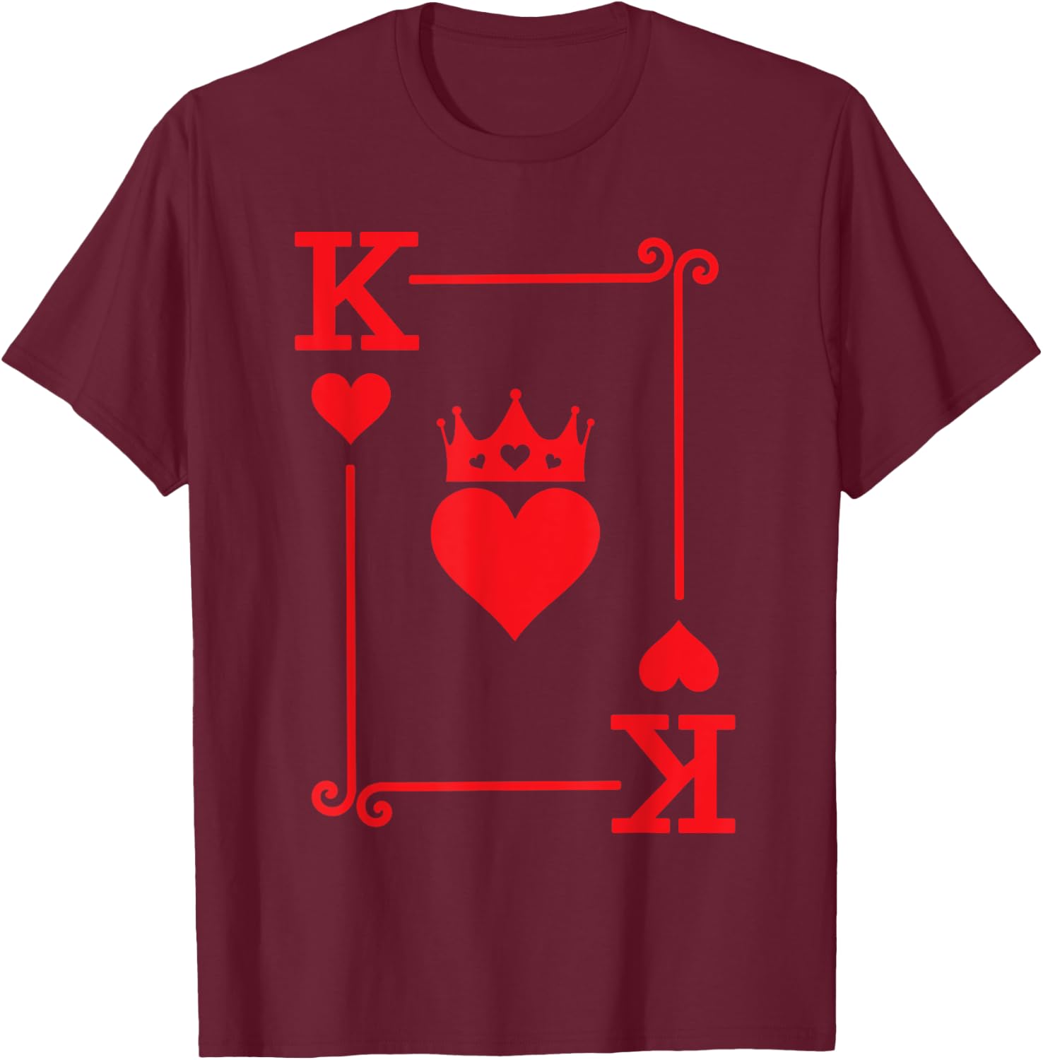King Hearts Card Costume - Playing Cards - King of Hearts T-Shirt - T-Shirt | Maroon