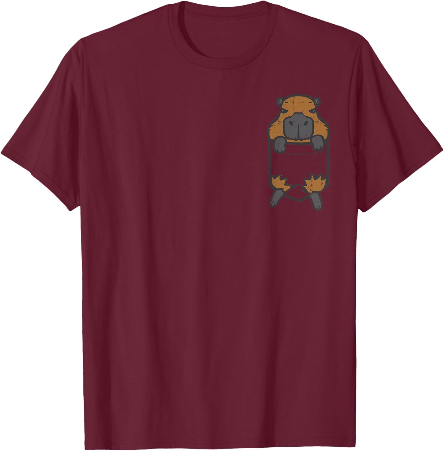 Capybara Feet Pocket Cute Capy Rodent Women Girls Kids Men T-Shirt - T-Shirt | Maroon