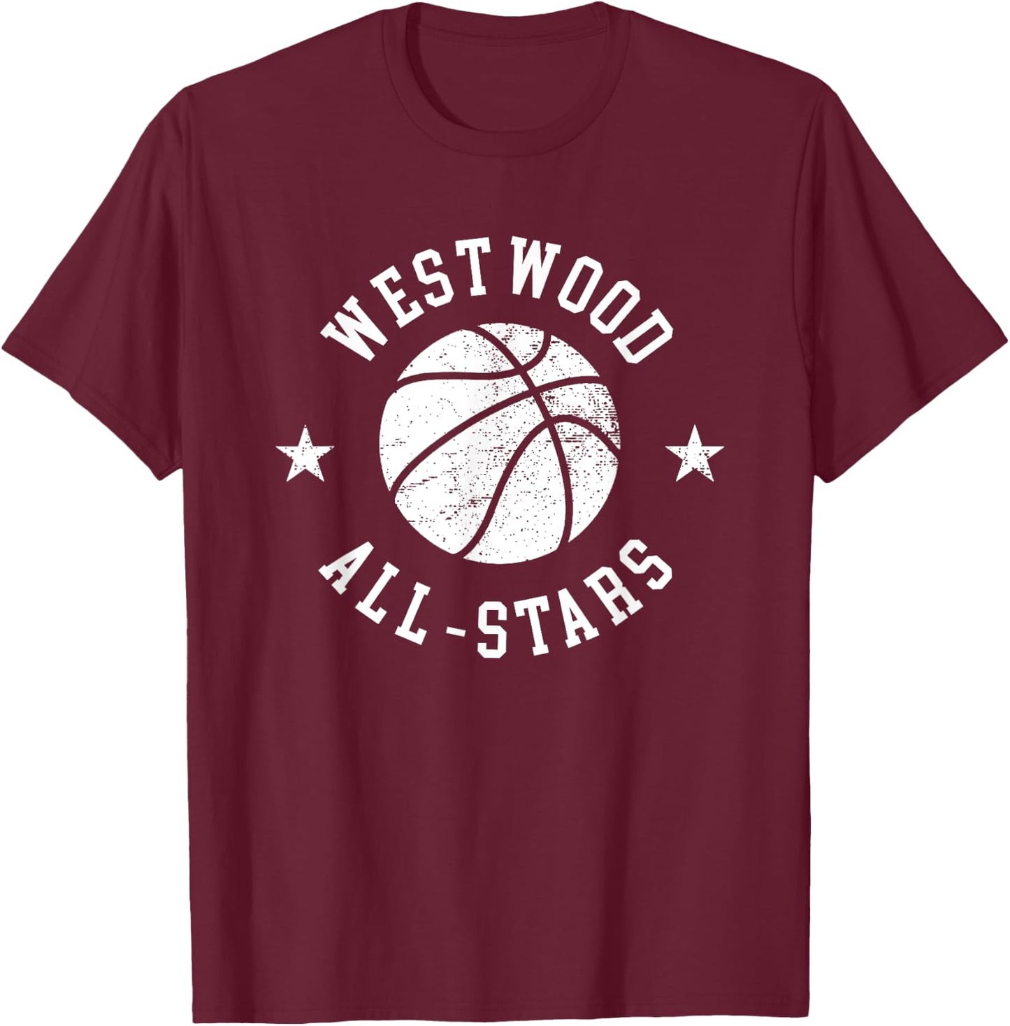 Westwood Vintage All-Stars Retro 80s Basketball T-Shirt - T-Shirt | Maroon