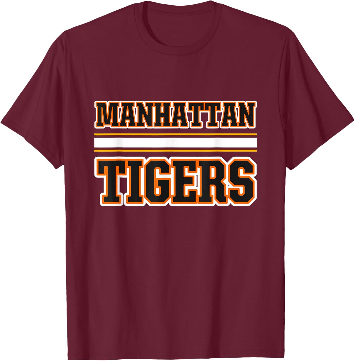 Manhattan Tigers Horizontal Stripes T-Shirt - T-Shirt | Maroon