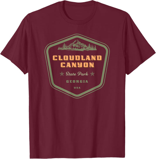 Cloudland Canyon State Park Georgia Retro Vintage T-Shirt - T-Shirt | Maroon