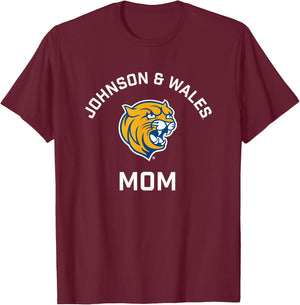 Johnson and Wales University JWU Wildcats Arched Mom T-Shirt - T-Shirt | Maroon