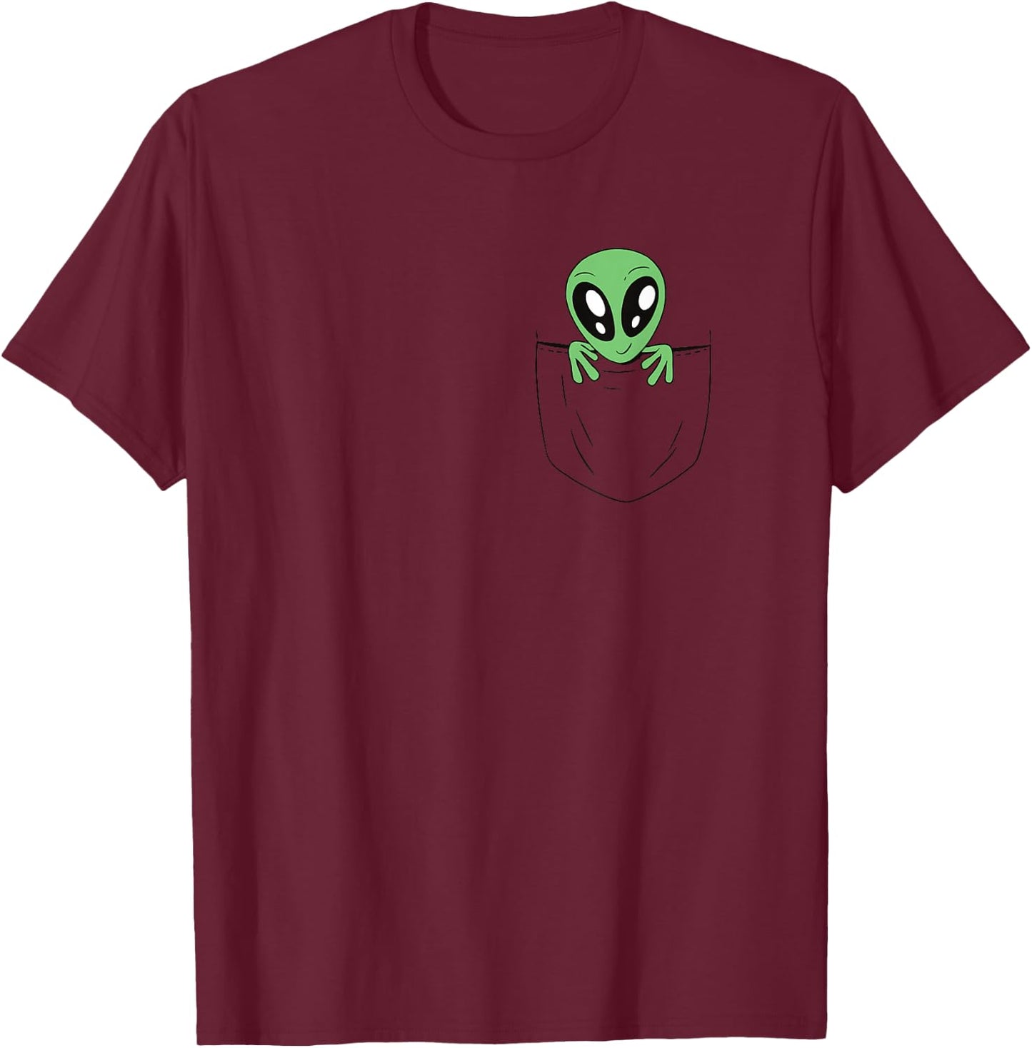 Green Alien in a Bag, Fun Sci-Fi Graphics T-Shirt - T-Shirt | Maroon