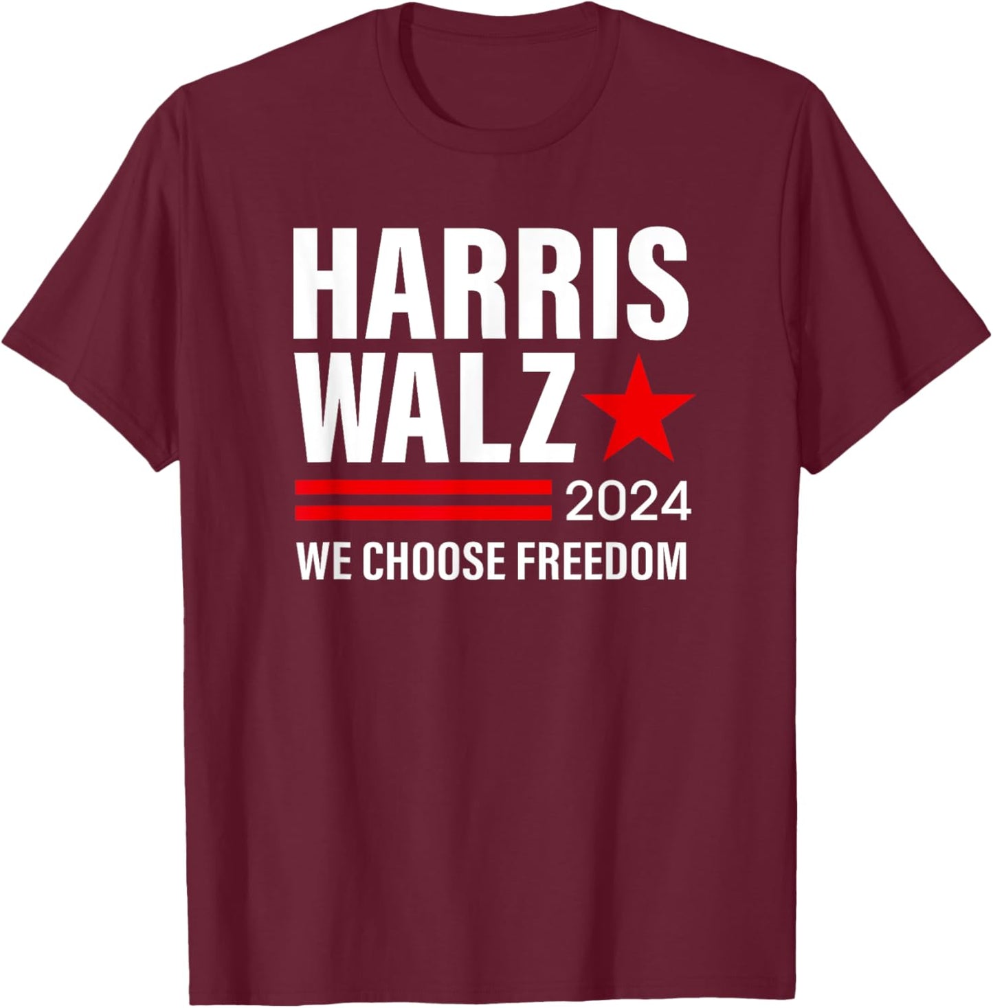 Harris Walz 2024 Kamala Harris Tim Waltz Election Women T-Shirt - T-Shirt | Maroon
