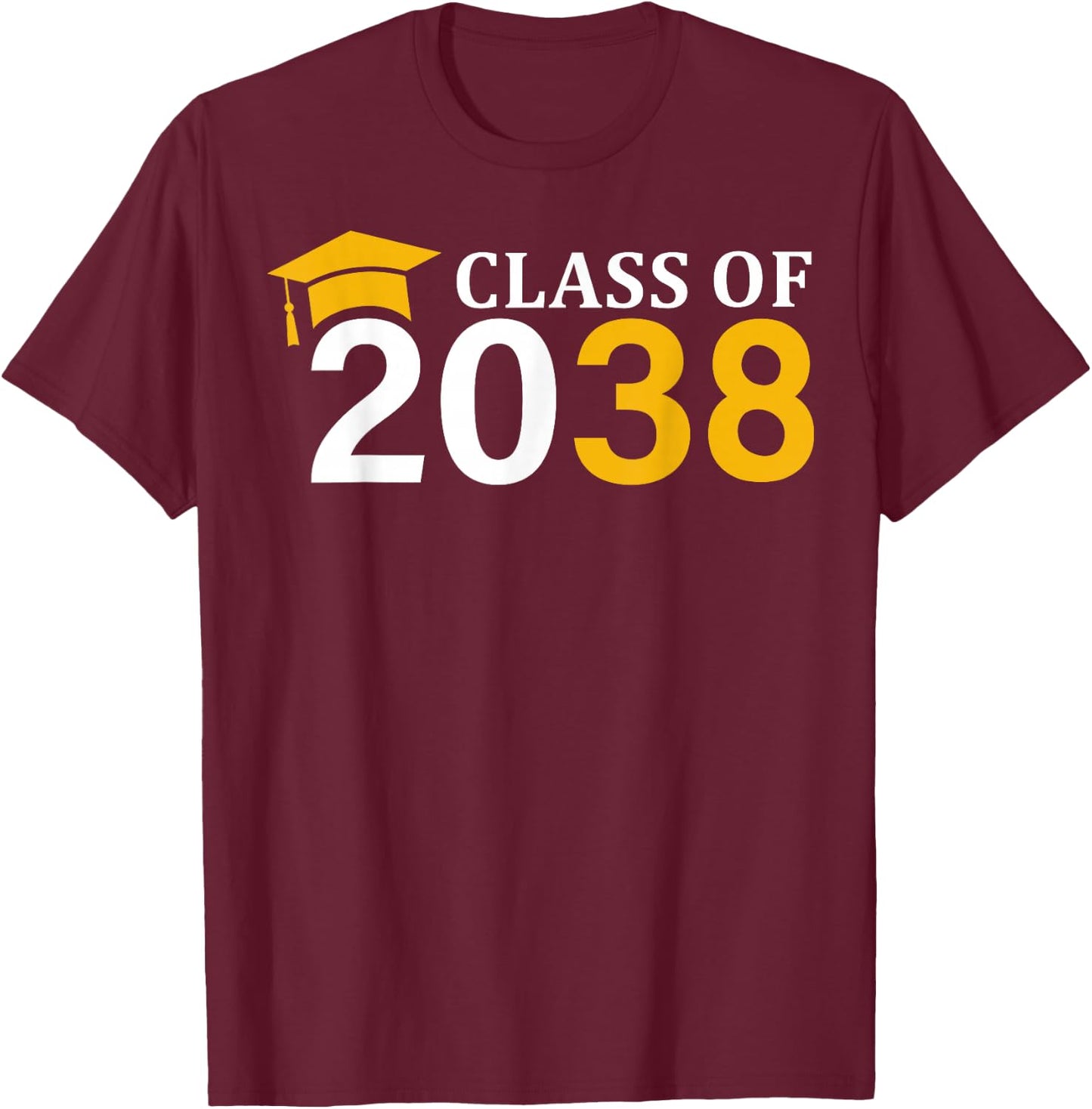 Class of 2038 Grow With Me Kindergarten K-12 Class of 2038 T-Shirt - T-Shirt | Maroon