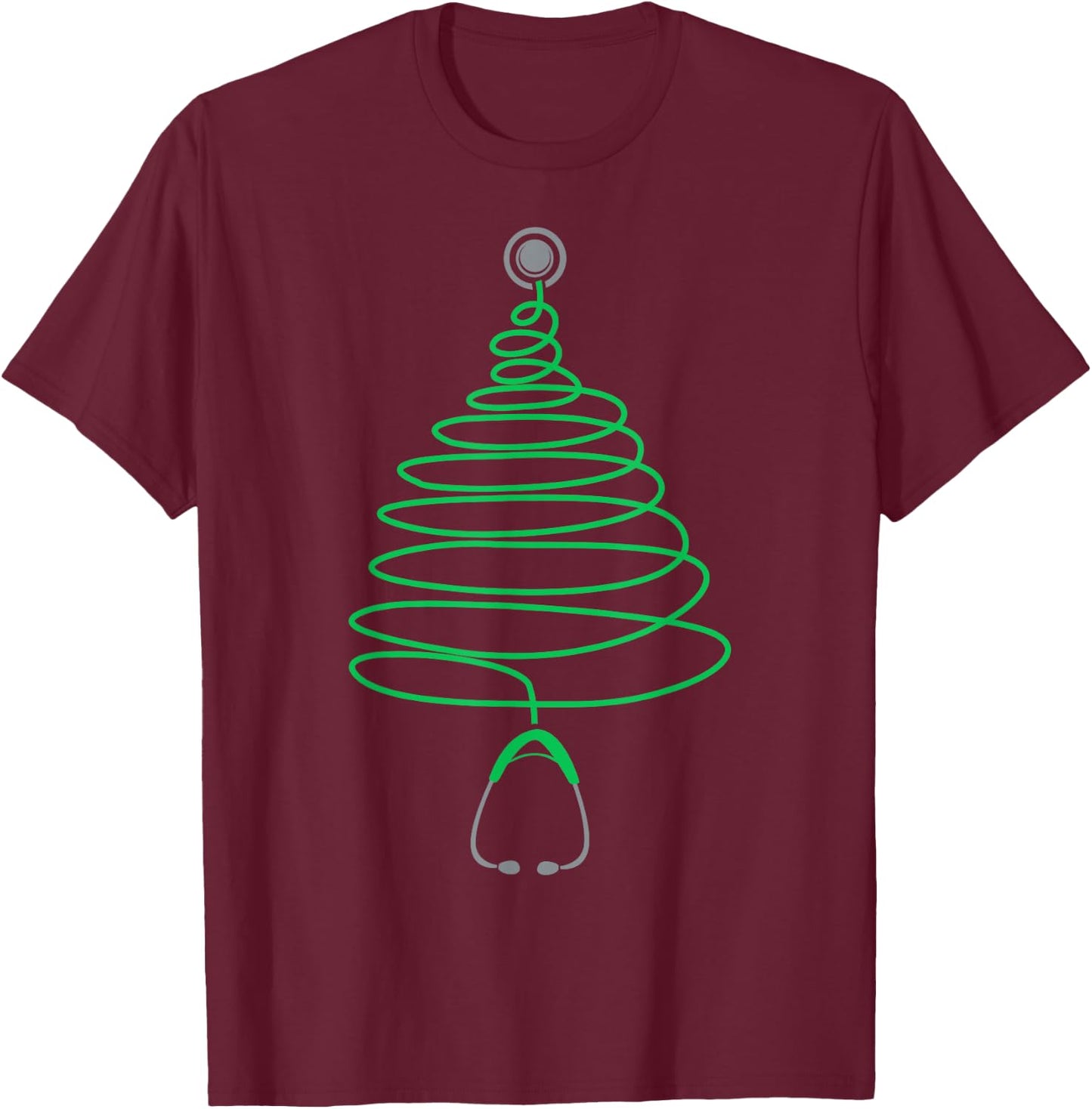 Christmas Tree Stethoscope Nurse Doctor Xmas RN Nursing T-Shirt - T-Shirt | Maroon