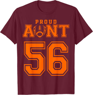 Custom Proud Football Aunt Number 56 OR T-Shirt - T-Shirt | Maroon
