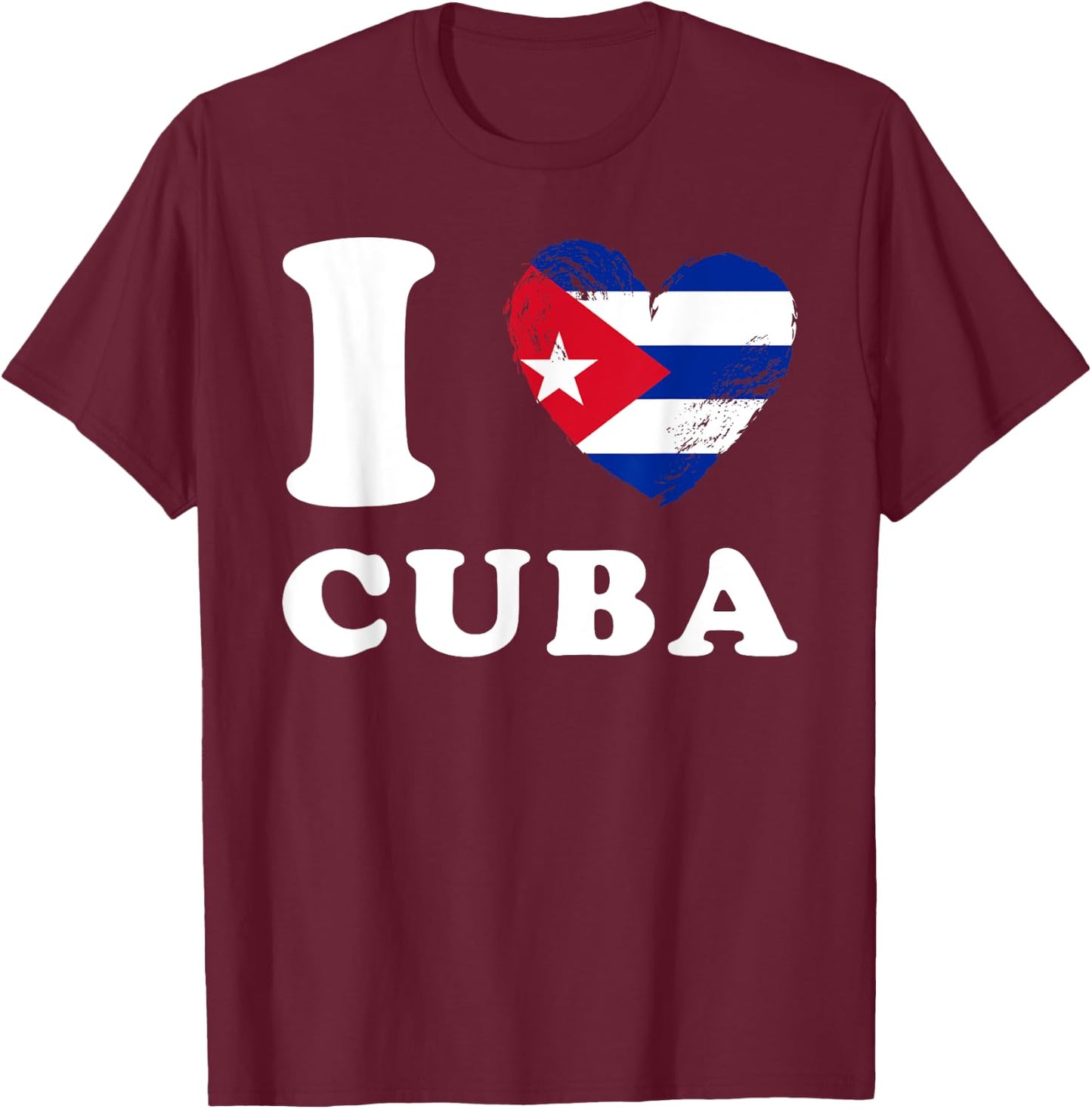 I Love Cuba - Heart Flag Cuba T-Shirt - T-Shirt | Maroon