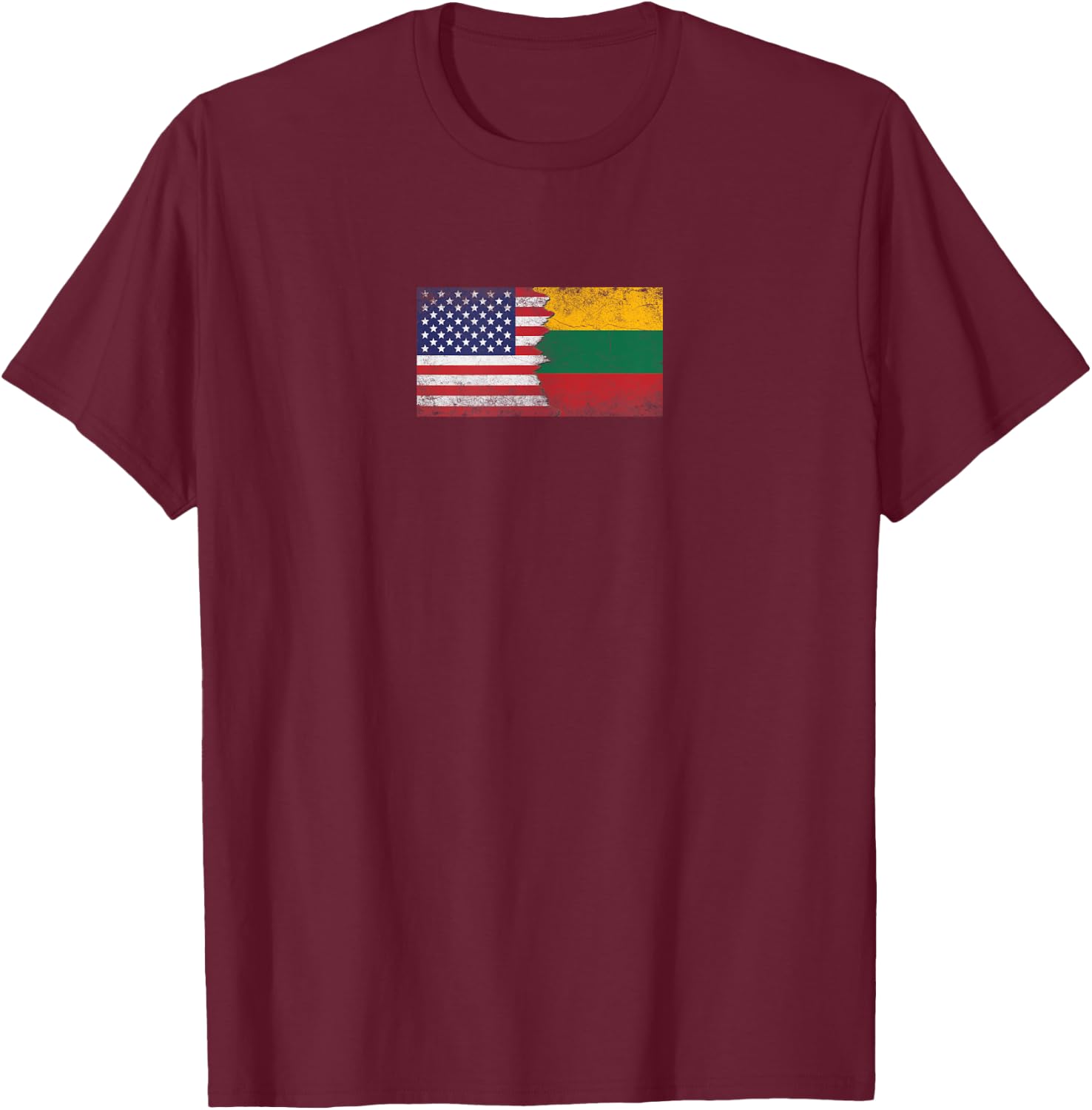 USA Lithuania Flags - United States of America, Lithuanian T-Shirt - T-Shirt | Maroon