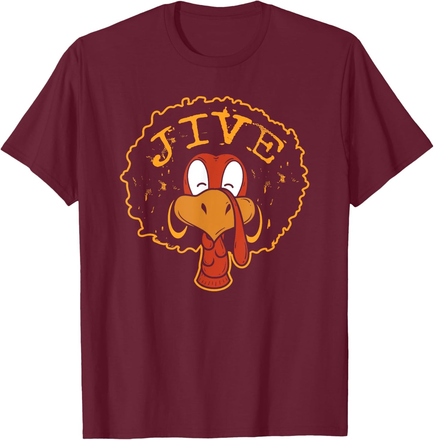 Jive Thanksgiving Turkey Funny 70s Retro Afro Turkey T-Shirt - T-Shirt | Maroon