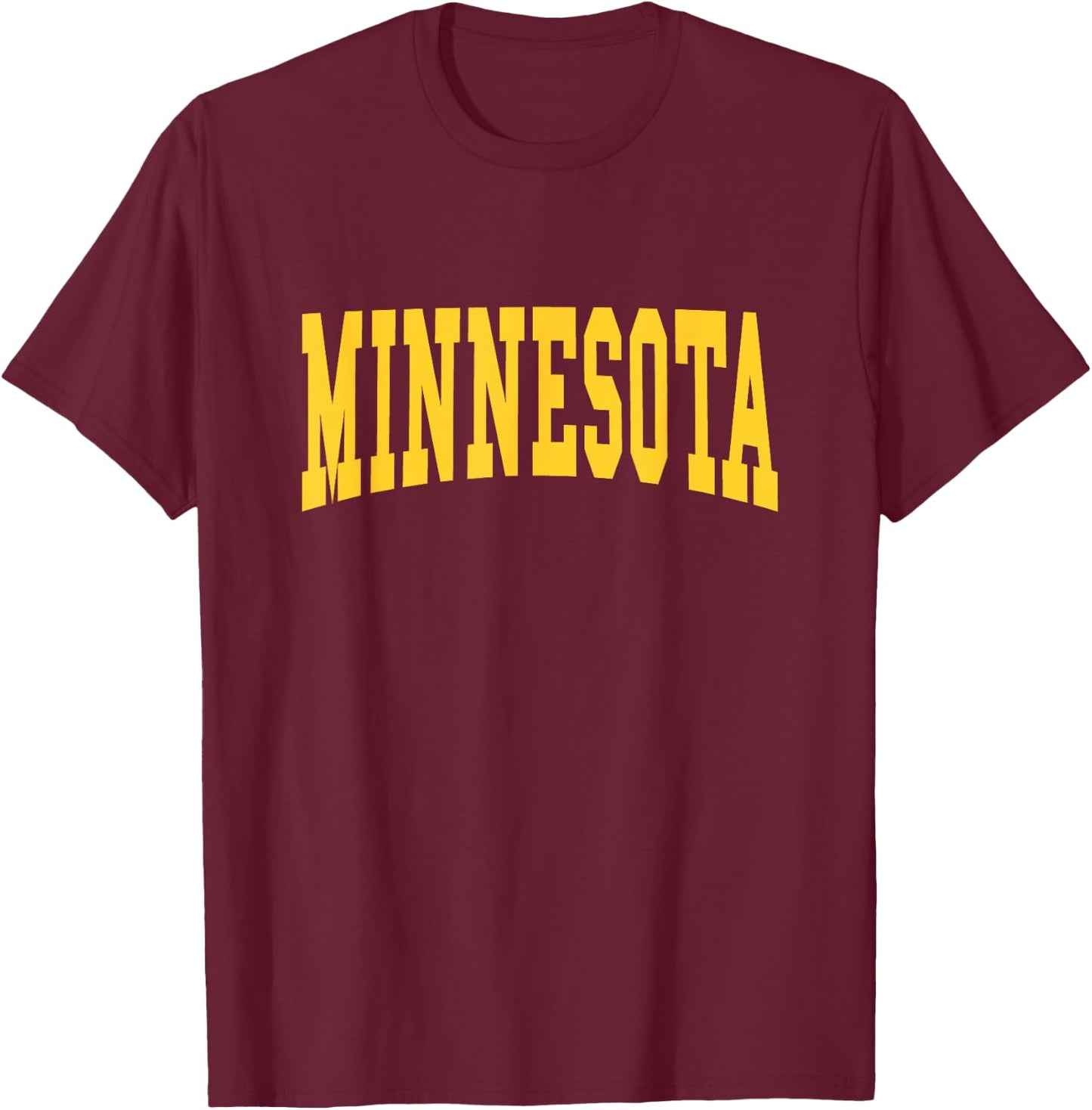 Graphic Apparel Co. - MINNESOTA - Red Classic Fit - Small - Short Sleeve - Letter Print - - Modern Classic Throwback Design T-Shirt - T-Shirt | Maroon