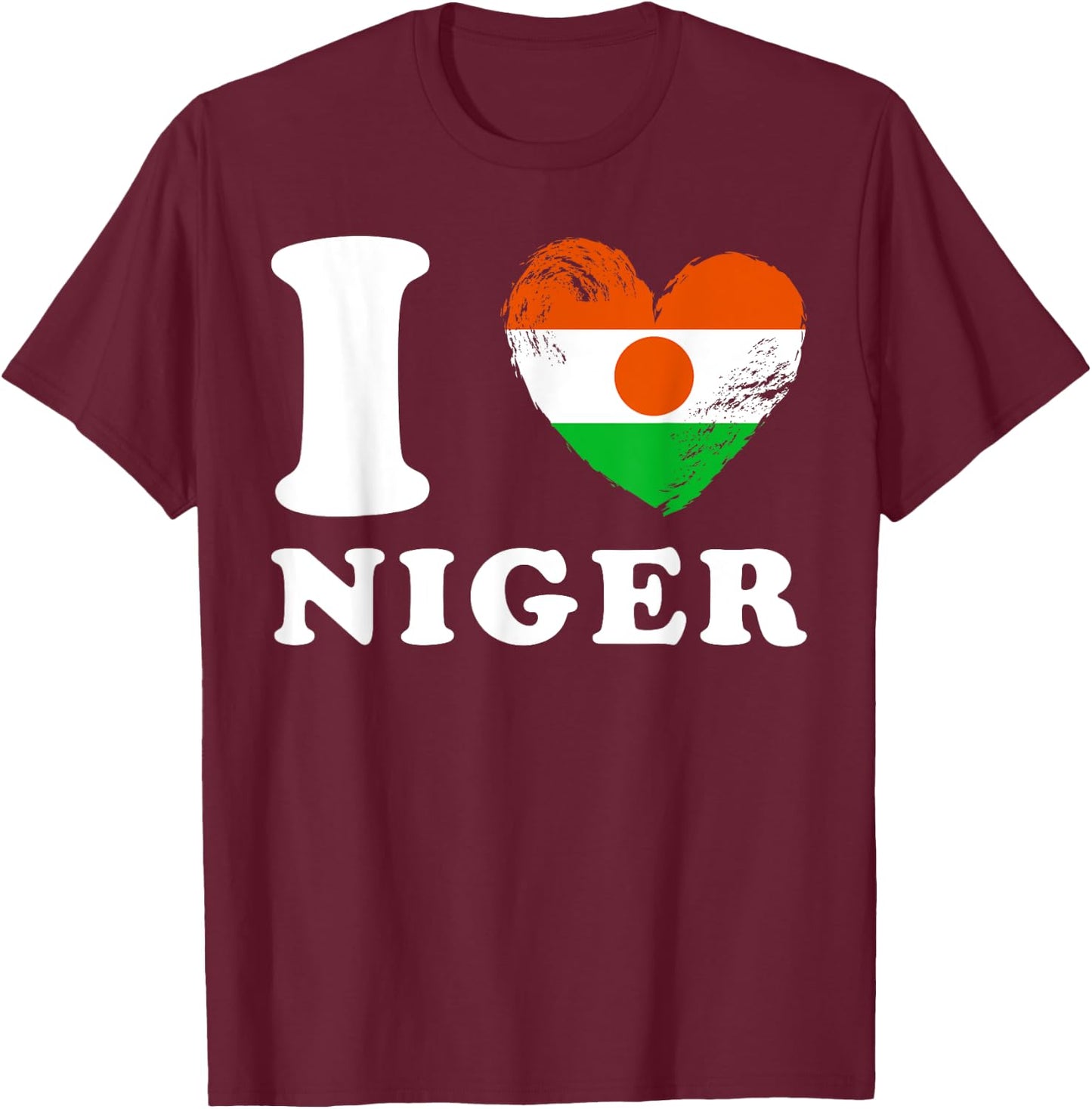 I Love Niger - Heart Flag Niger T-Shirt - T-Shirt | Maroon