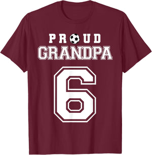 Number 6 Custom Proud Soccer Futbol Grandpa Personalized T-Shirt - T-Shirt | Maroon