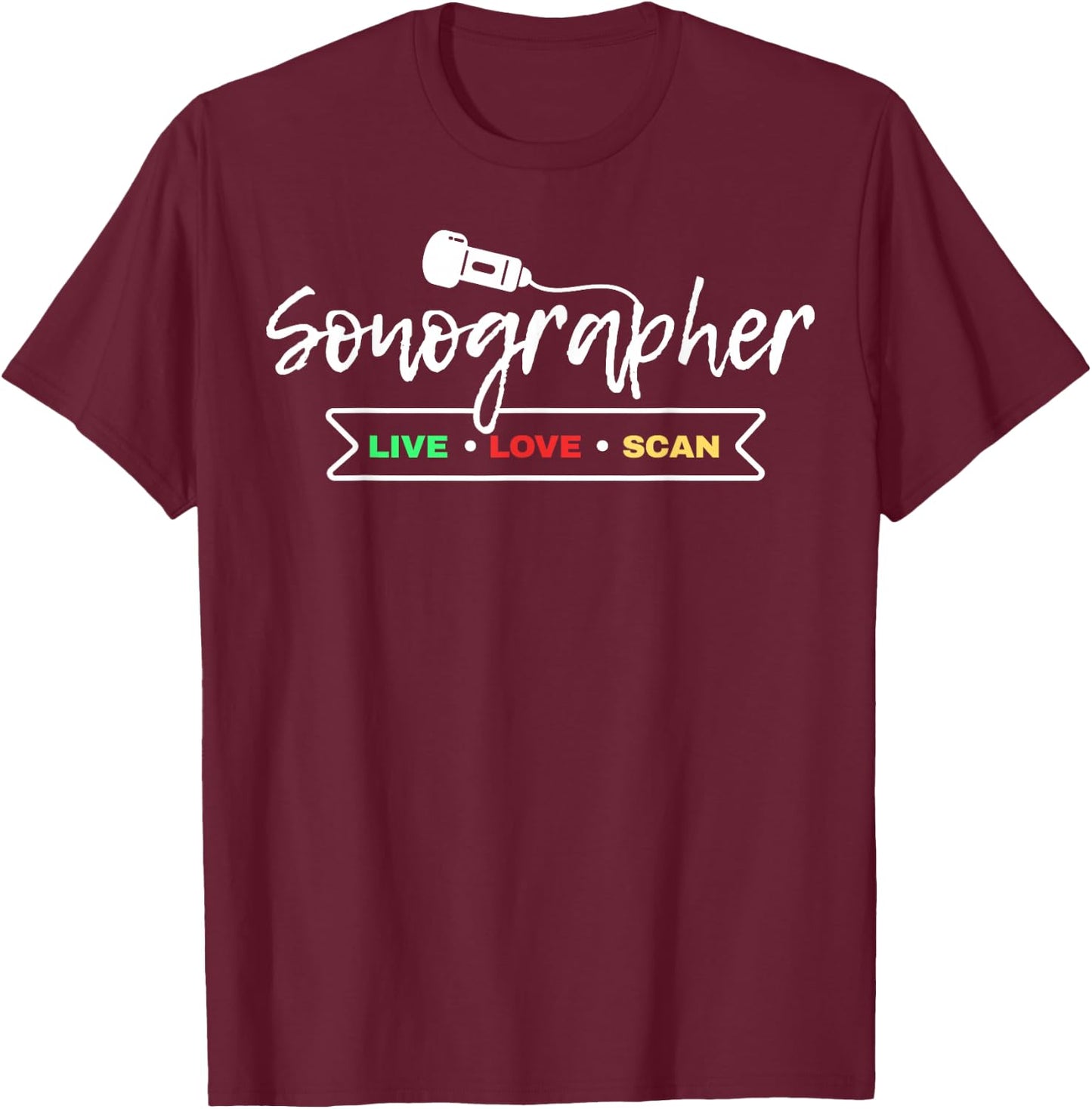 Retro Sonographer Ultrasound Sonography Technician T-Shirt - T-Shirt | Maroon
