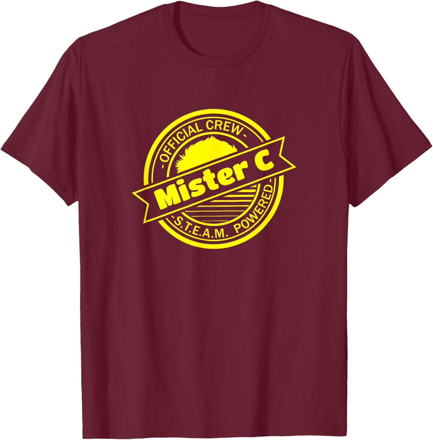 Mister C Official Crew STEAM Powered T-Shirt - T-Shirt | Maroon