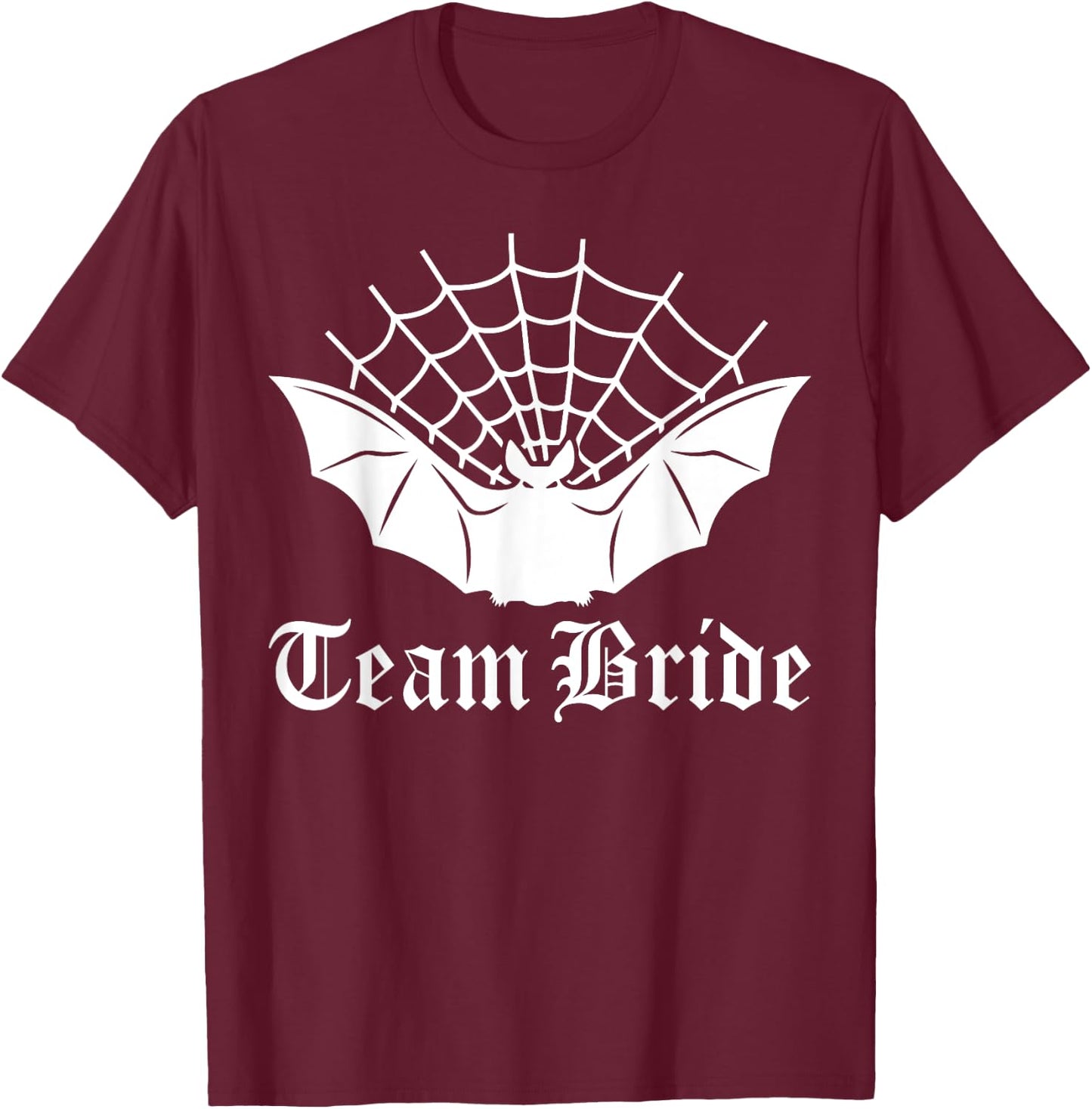 Team Bride Gothic Bat Bachelorette Bach Party Matching T-Shirt - T-Shirt | Maroon