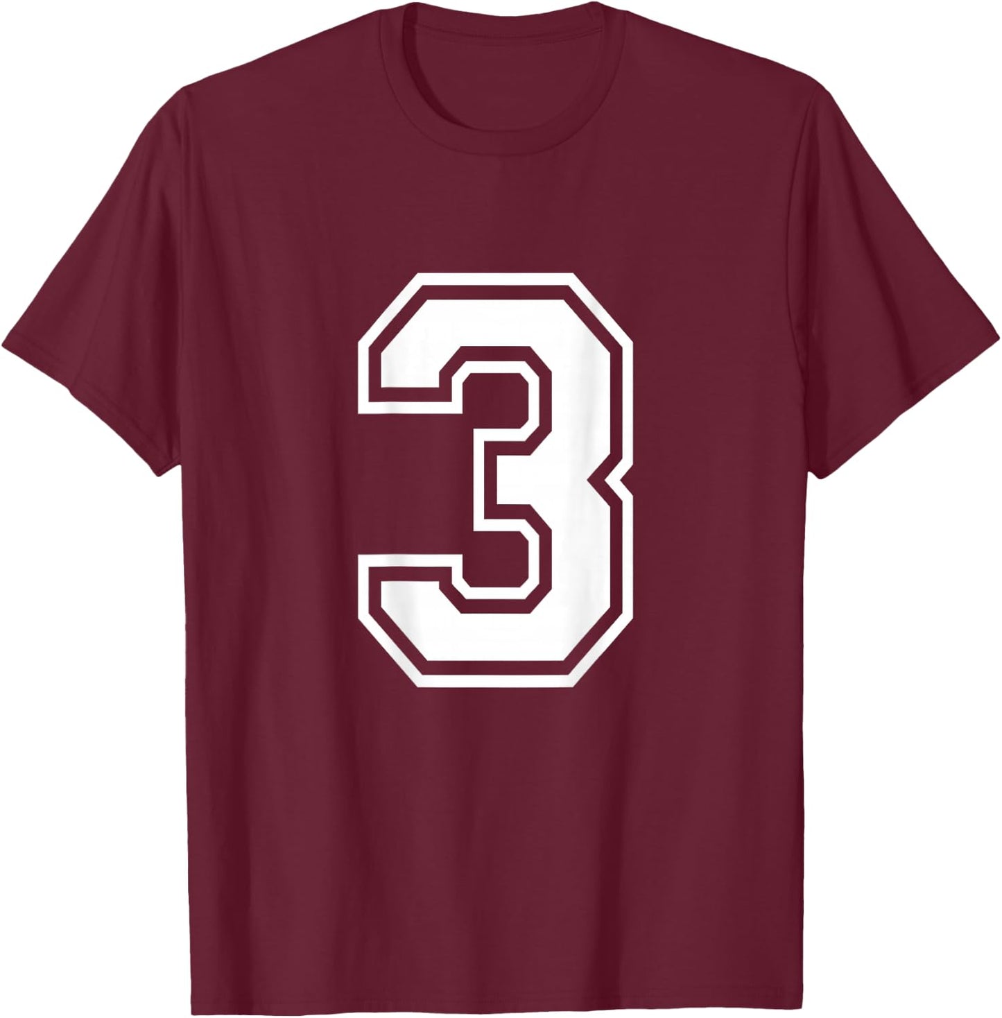 Number 3 Shirt Player Number on Back of Shirt T-Shirt - T-Shirt | Maroon