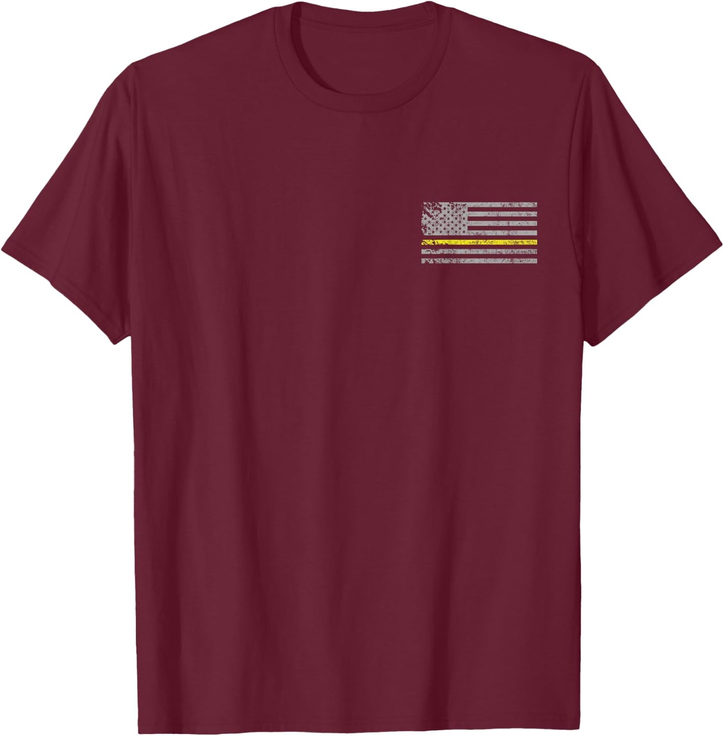 Thin Yellow Line American Flag Emergency Dispatcher T-Shirt - T-Shirt | Maroon