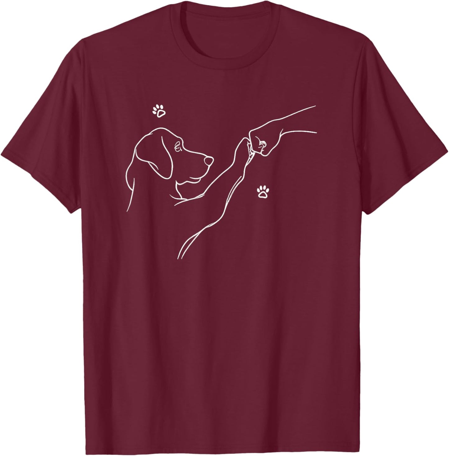 Dog And People Punch Hand Dog Friendship Fist Bump Dog Paw T-Shirt - T-Shirt | Maroon