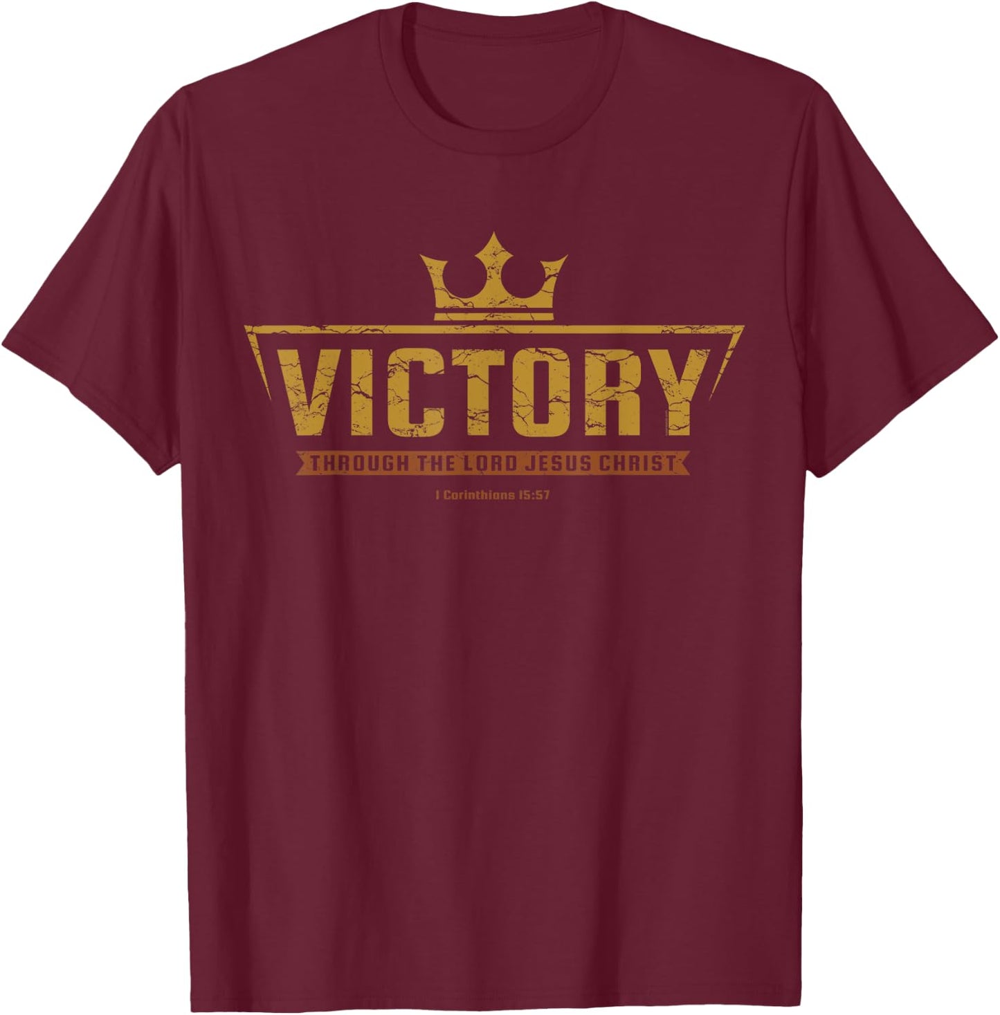 Christian T Shirt Men Kids Teens Victory In Jesus T-Shirt - T-Shirt | Maroon