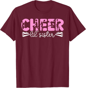 Cheer Lil' Sister Cheerleading Sister Of A Cheerleader Sis T-Shirt - T-Shirt | Maroon