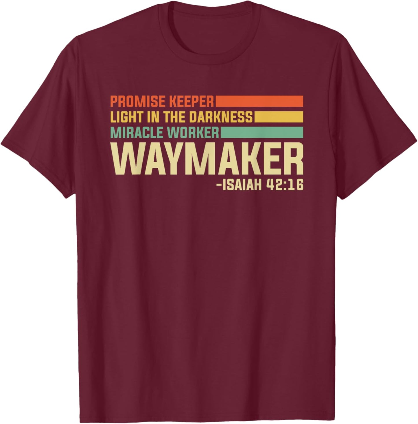 Waymaker Promise Keeper Christian Bible Verse Retro Vintage T-Shirt - T-Shirt | Maroon