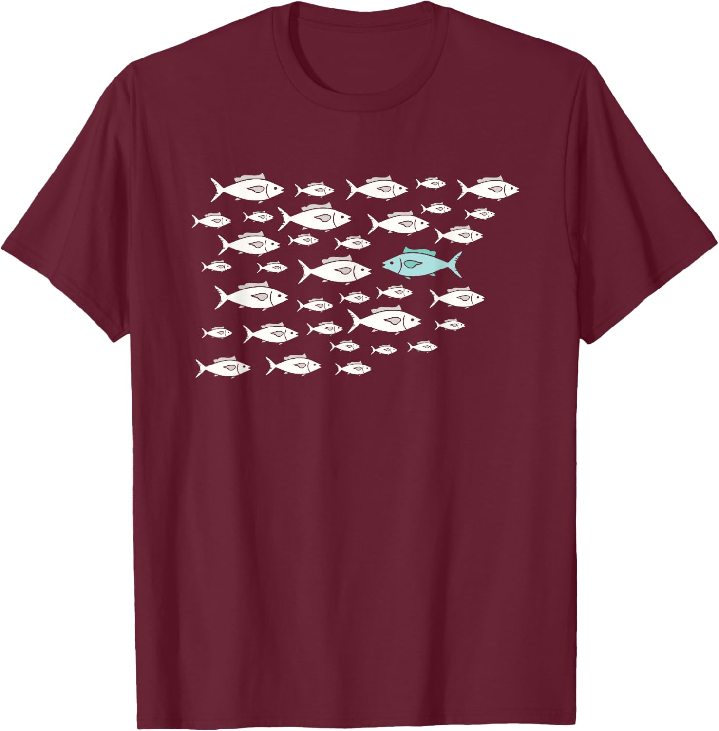Fish Swimming Against The Current Be Yourself Different , Small, Black T-Shirt - T-Shirt | Maroon