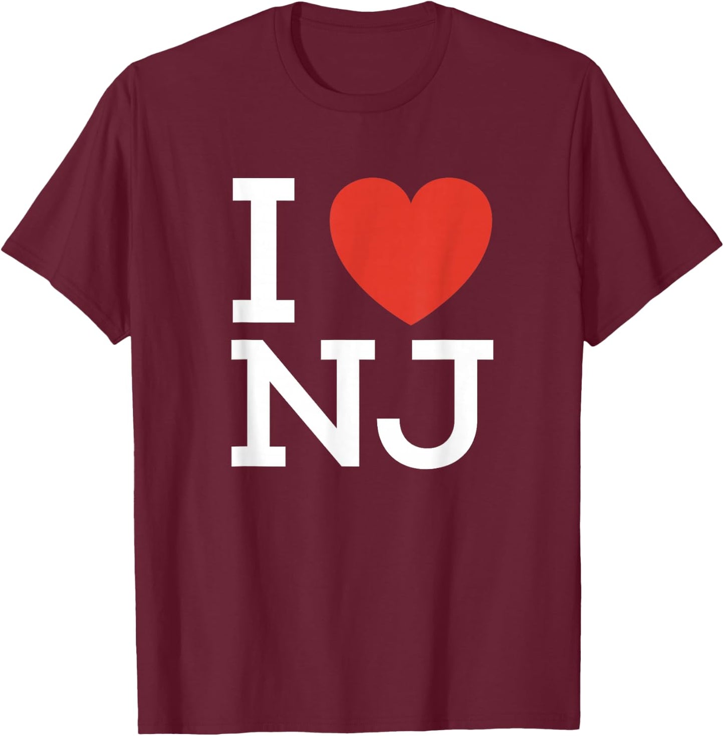 I Love NJ - Heart T Shirt for New Jersey Lovers T-Shirt - T-Shirt | Maroon