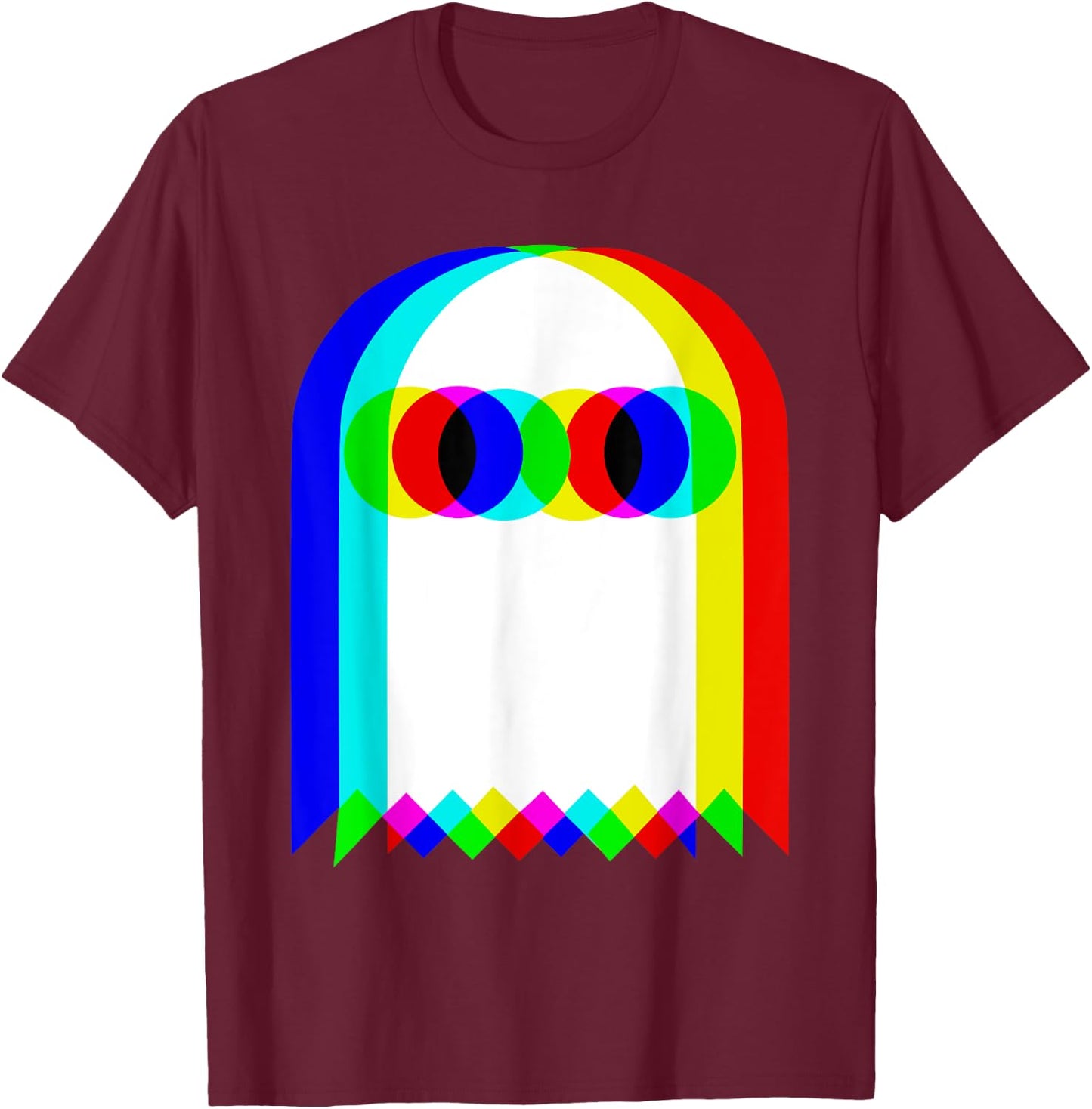 Halloween Glitch Ghost - Multicolor Spooky T-Shirt - T-Shirt | Maroon