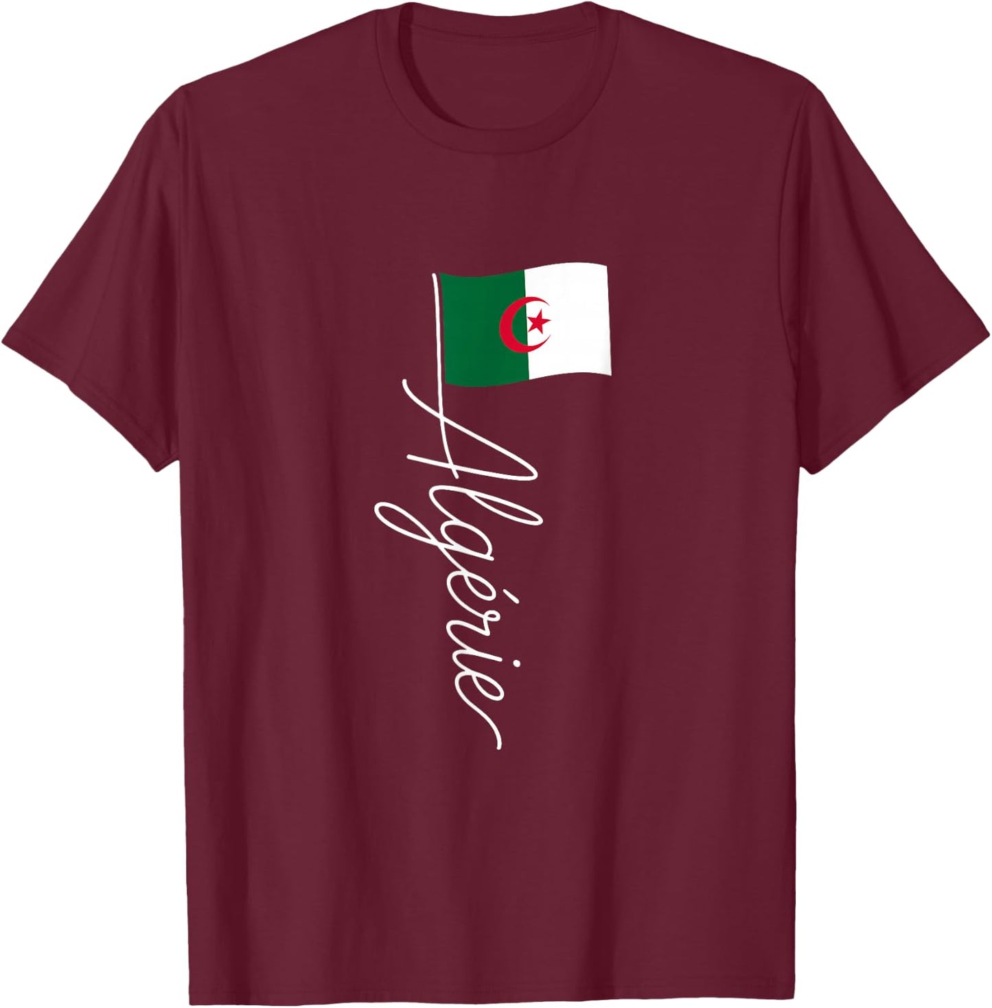 Algérie Signature Flag Pole – French Algeria Souvenir T-Shirt - T-Shirt | Maroon