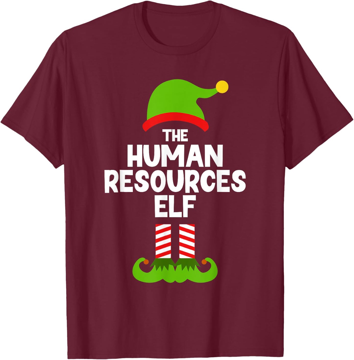 Funny The Human Resources Elf Christmas Family Pajama HR T-Shirt - T-Shirt | Maroon