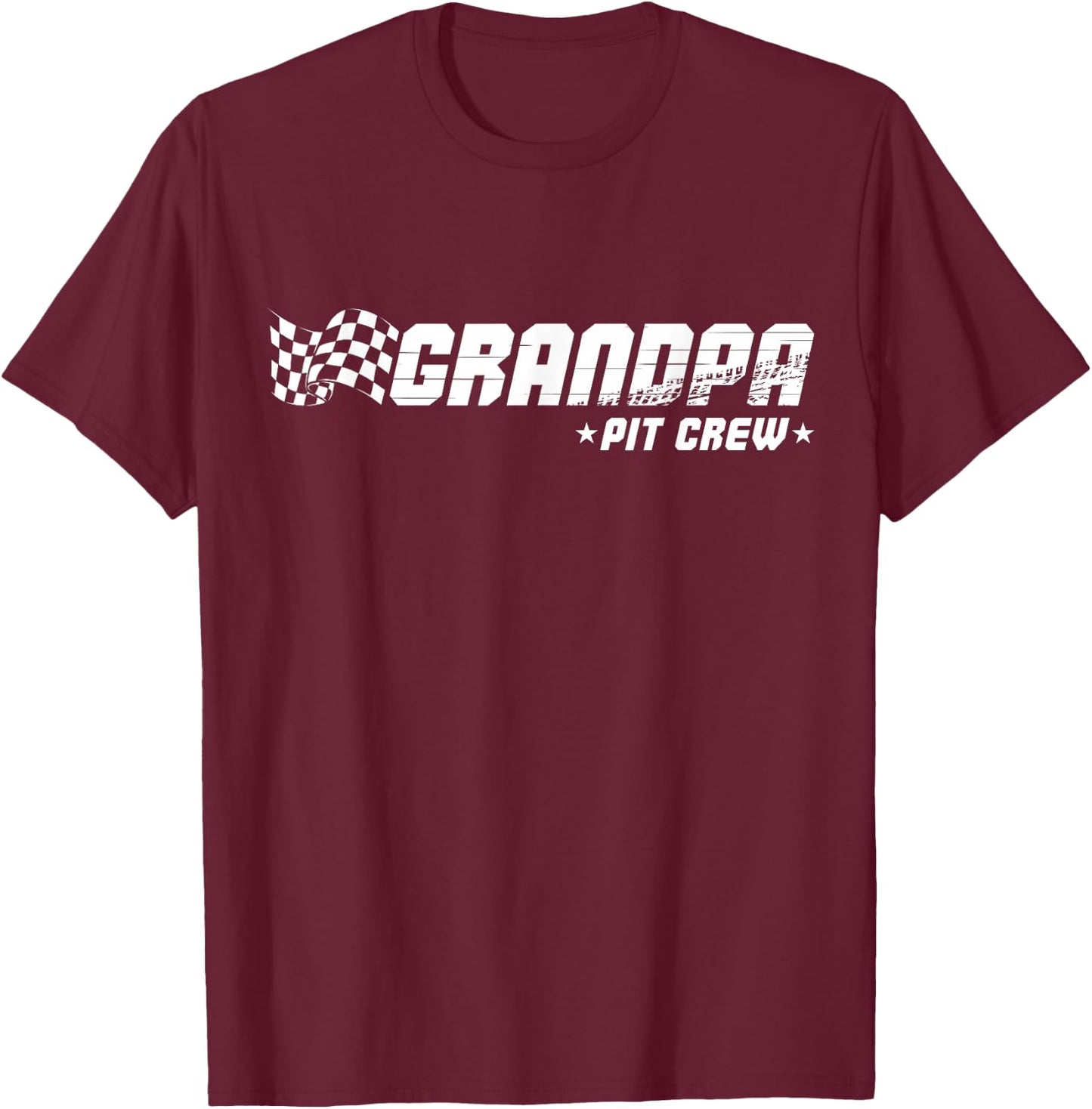 Grandpa Pit Crew Race Car Birthday Family Racing T-Shirt - T-Shirt | Maroon
