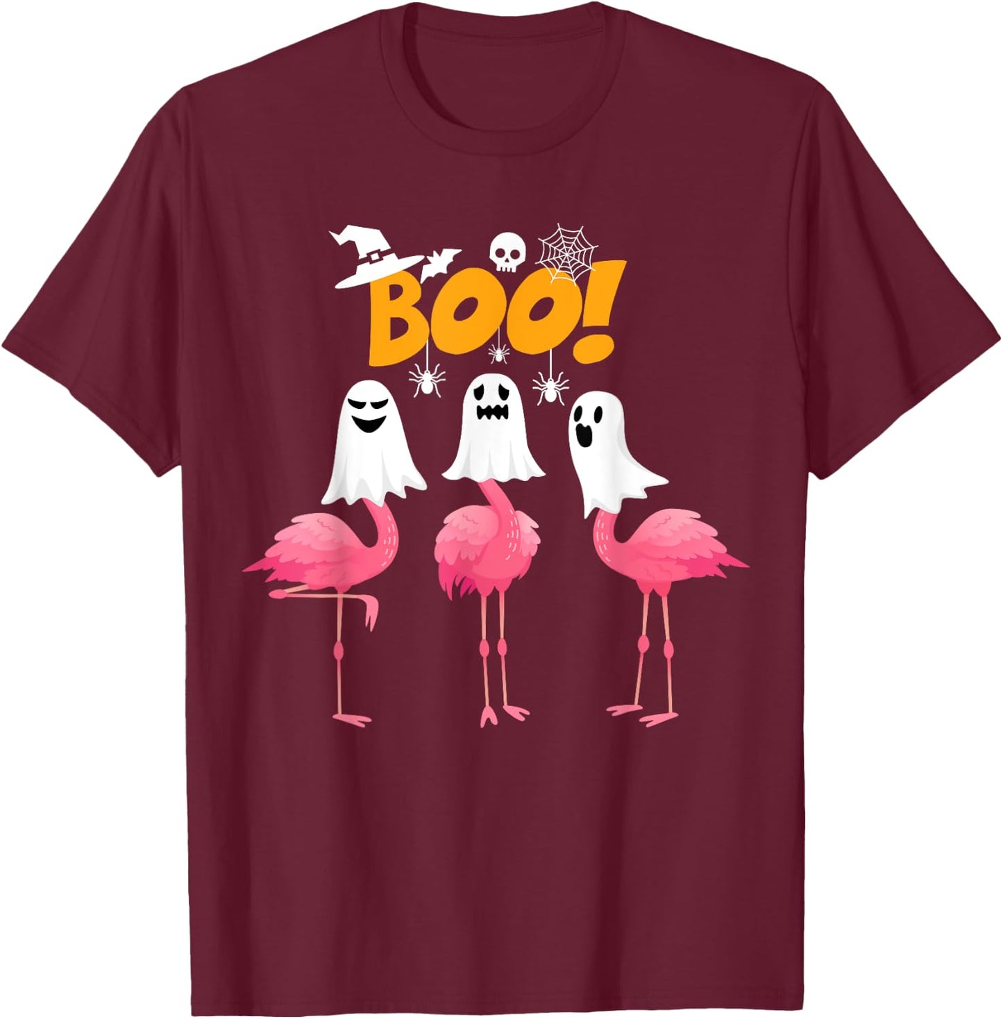 Funny Flamingo Boo - Flamingo Lover Spooky Ghost Halloween T-Shirt - T-Shirt | Maroon