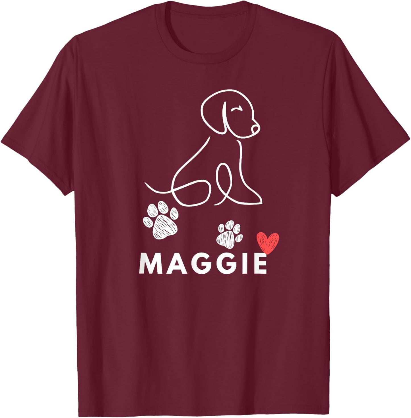Maggie Dog nametag Gift my Puppy Dog named Maggie Men Women Girls Kids T-Shirt - T-Shirt | Maroon