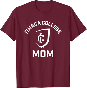 Ithaca College Bombers Arched Mom T-Shirt - T-Shirt | Maroon